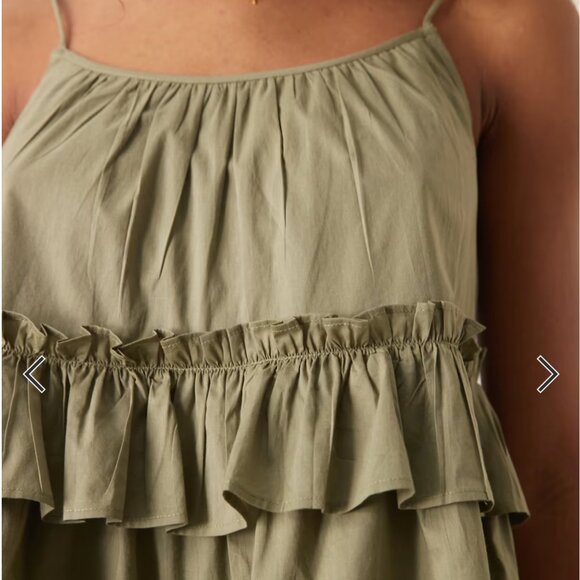 NEW ASOS DESIGN ruffle tiered mini dress in khaki - Picture 4 of 8